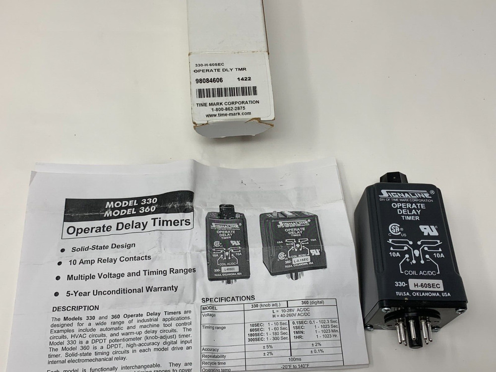 Time Mark 330-H-60SEC Operate Delay Timer 1-60 Second 98084606