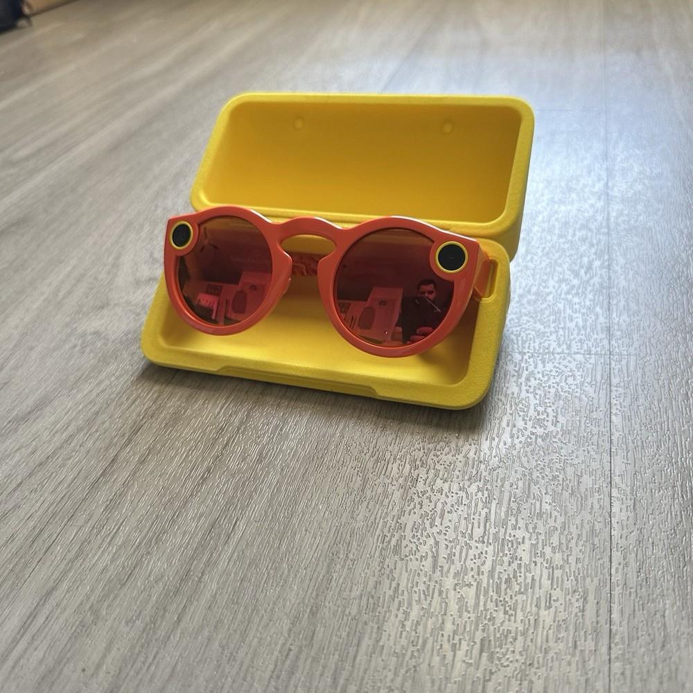 Snapchat Spectacles Glasses v1 - Coral With Case Missing Charge Cord (UNTESTED)