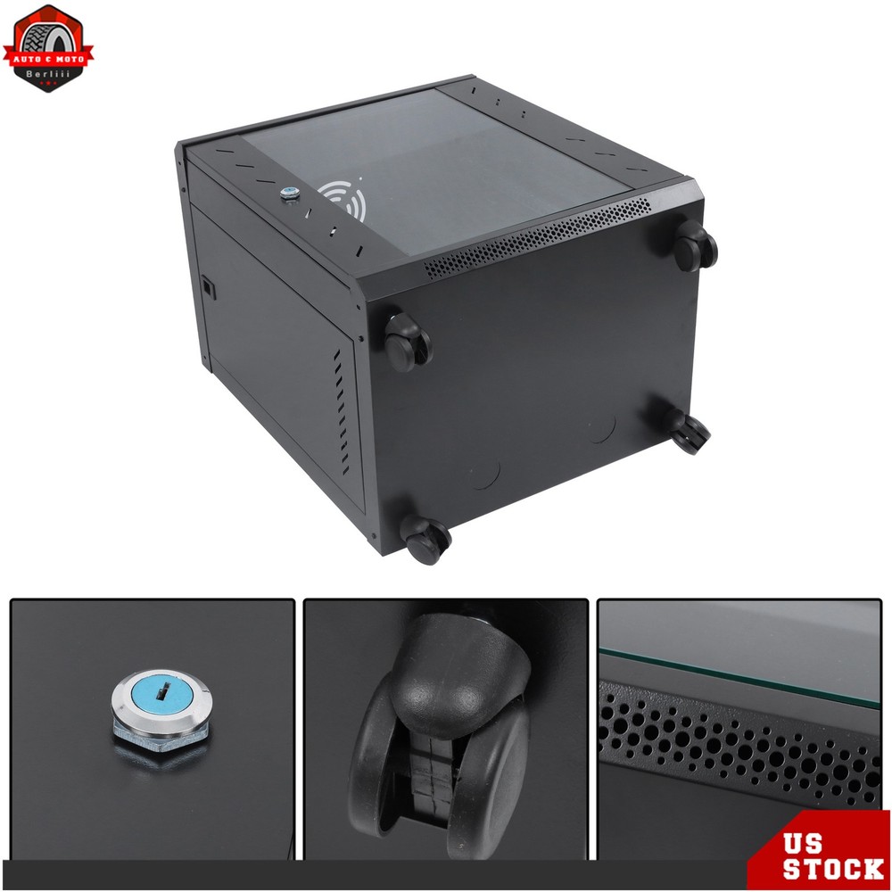 12U Network Server Cabinet Rack Wall Mount 15.5'' Deep Door Lock High Security