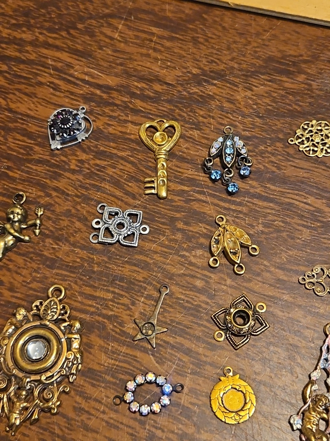 Lot Of 50 Mixed Parts Pcs France Vintage 60s Brass Stampings Findings Jewelry 25