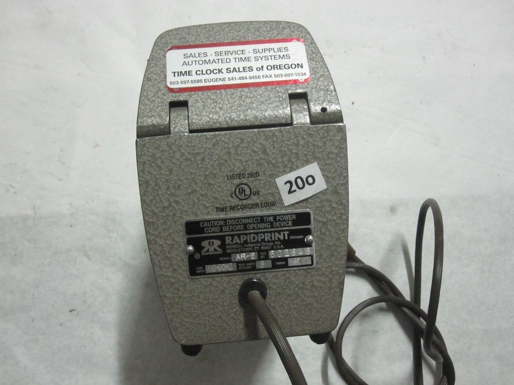 Rapidprint AR-E Electric Date Time Clock Stamp Machine NO Key