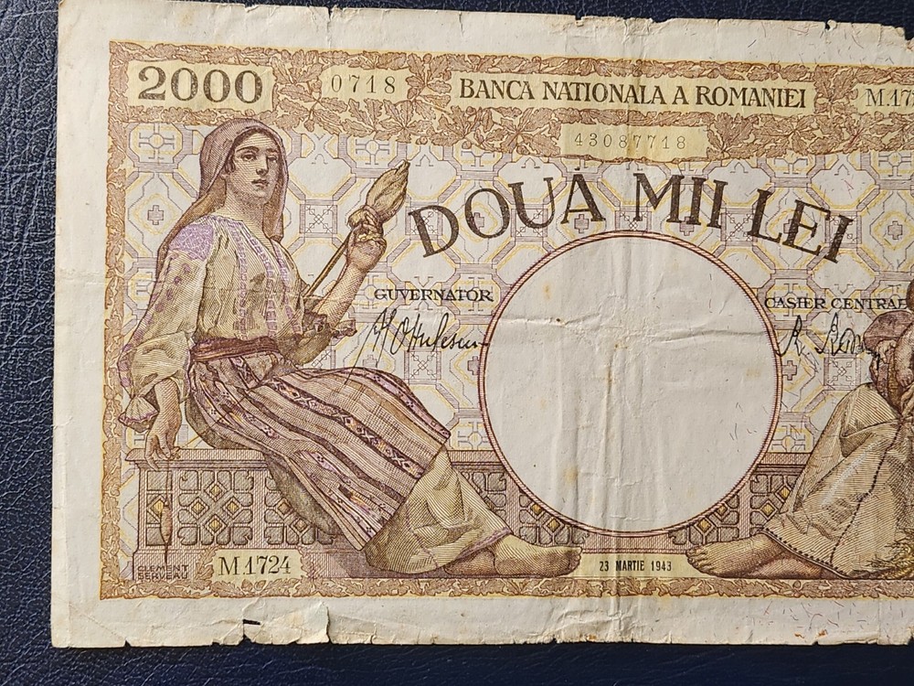 ROMANIA - 2000 LEI 23 MARCH 1943 - LARGE BANKNOTES