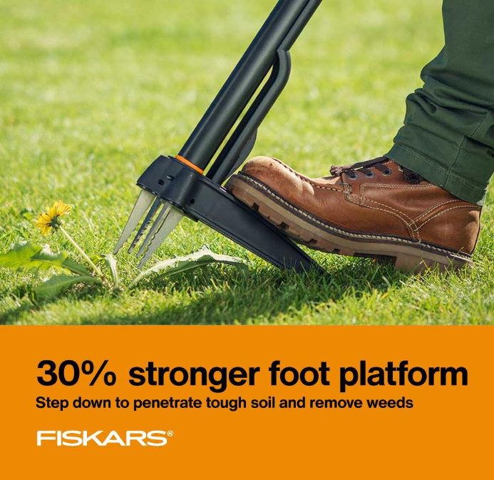 Fiskars 4Claw Stand Up Weed Puller Tool, Gardening Hand Weeding Tool with 39" B0