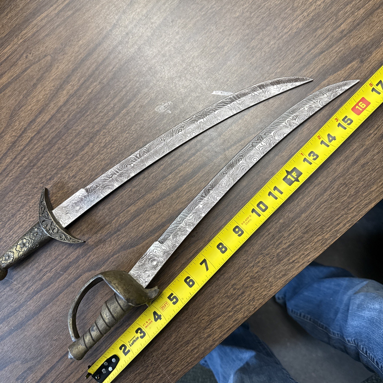 Metal Demascus Miniature Lot 2 Swords Military Decor No Scabbards Bundle Metal