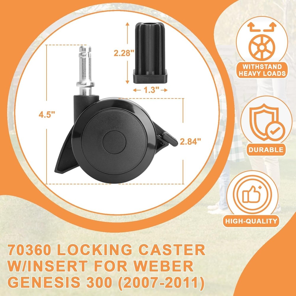 Locking Caster w/Insert for Weber Genesis E310 E320 S330 & Spirit E210 E310