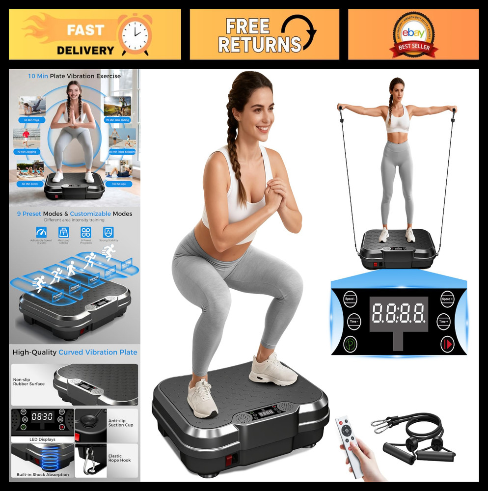 Vibration Plate Exercise Machine for Weight Loss & Lymphatic Drainage, 400 lbs C