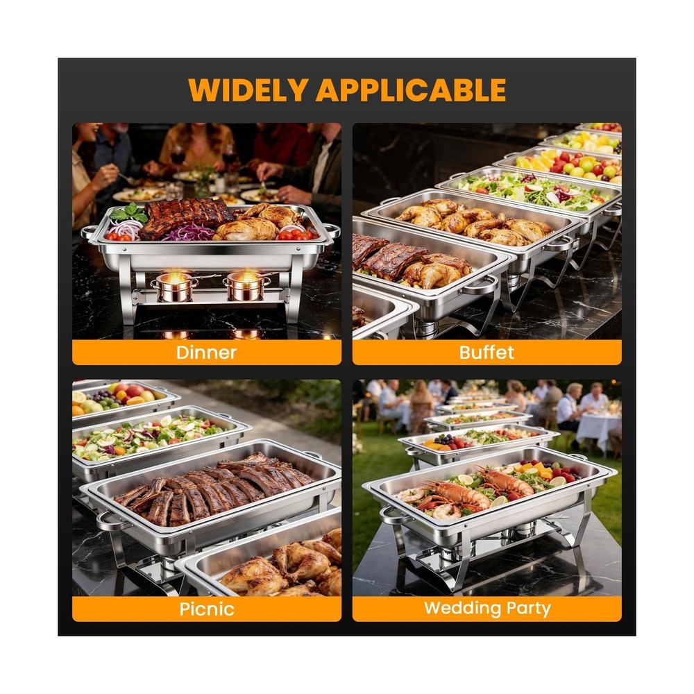 4 Pack Chafing Dishes for Buffet 9QT, Chafing Dish Buffet Set Rectangular wit...
