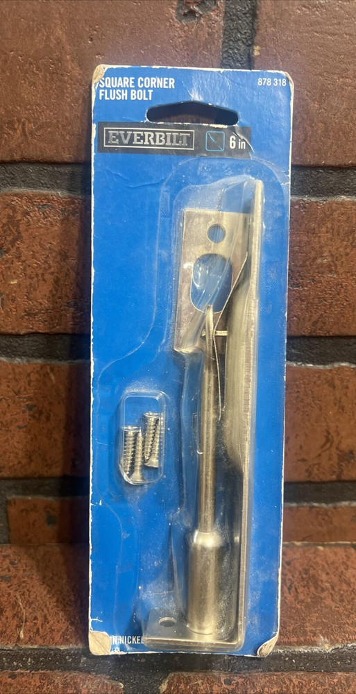 EVERBILT 13547 6 IN. Satin Nickle Square Corner Flush Bolt
