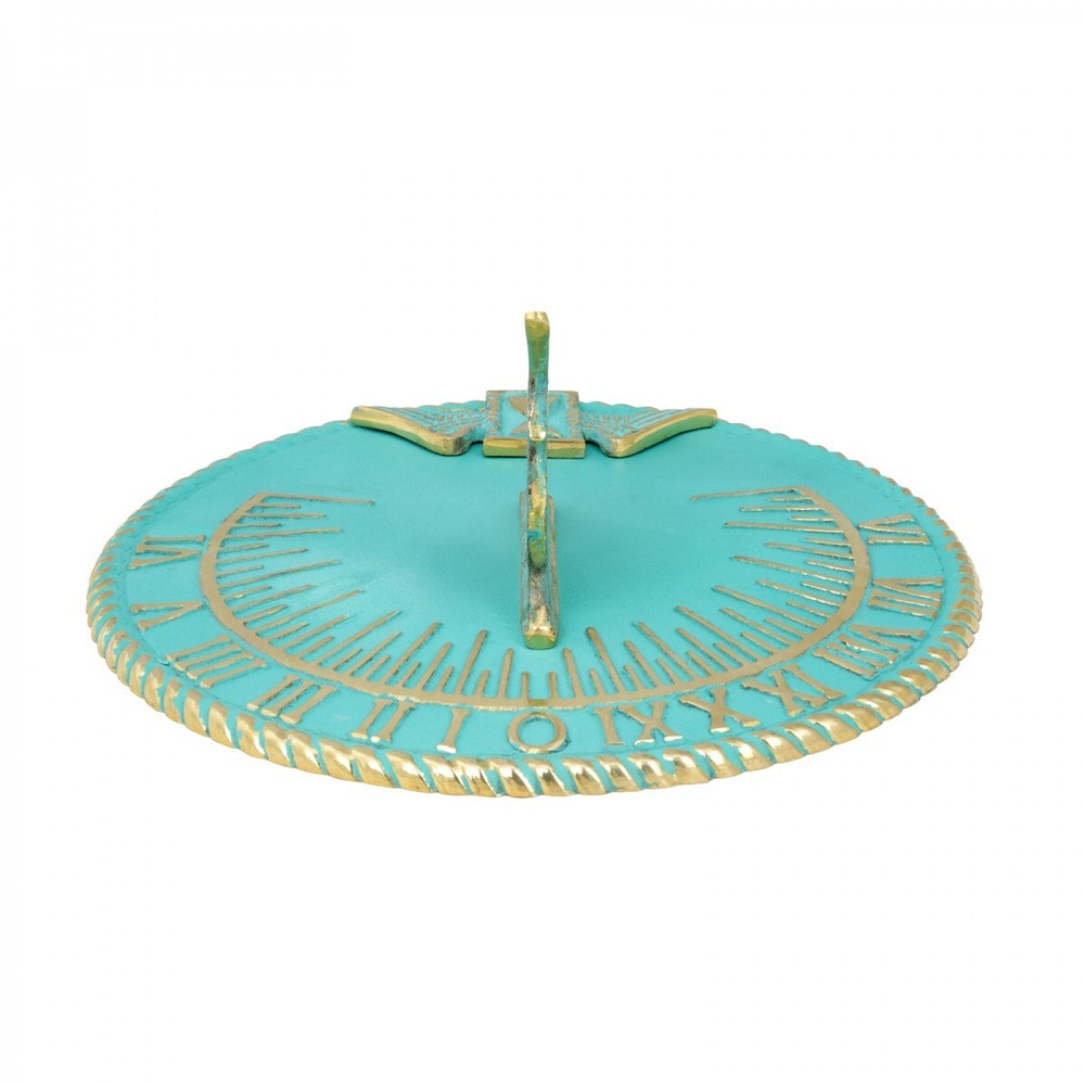 Sundial Verdigris Solid Brass Garden Clock 10'' Diameter Renovators Supply