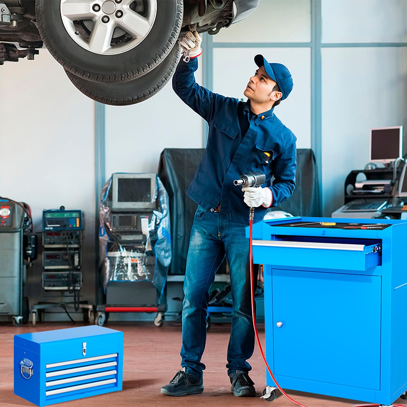Blue Tool Chest 5-Drawer Rolling Tool Chest with Detachable Top Tool Box Tool