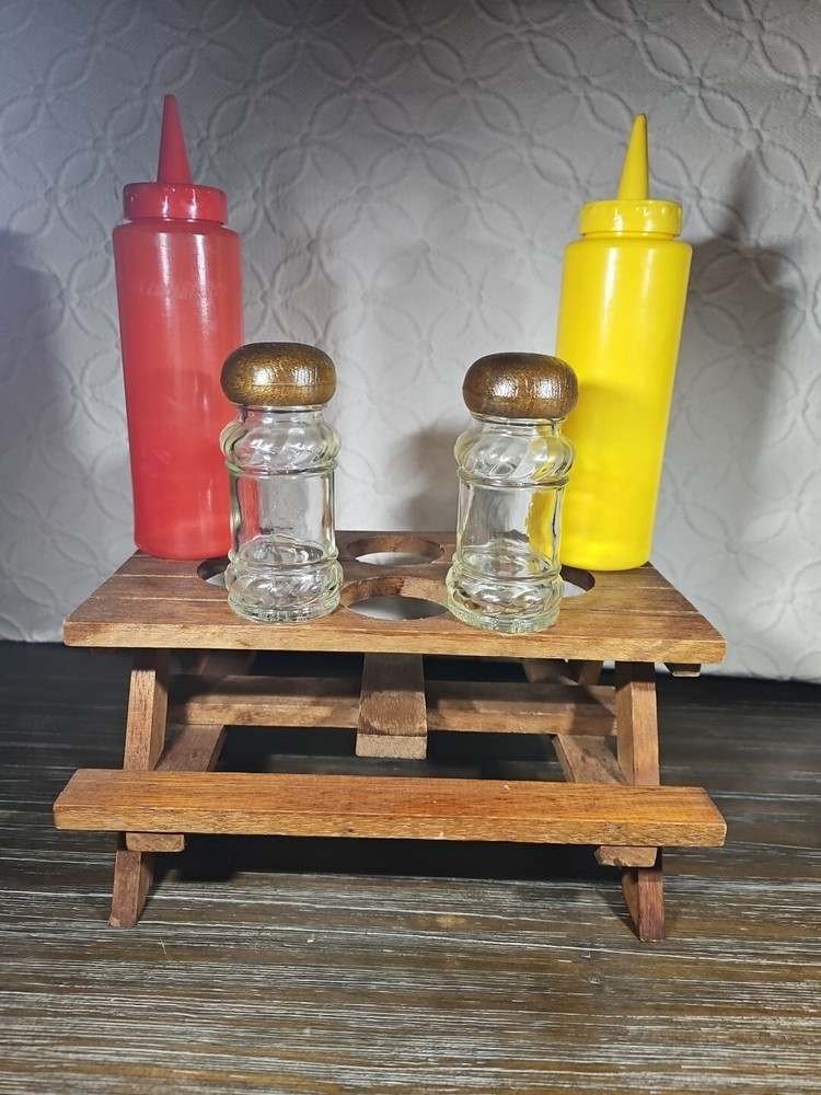 Vintage Picnic Table Condiment Holder