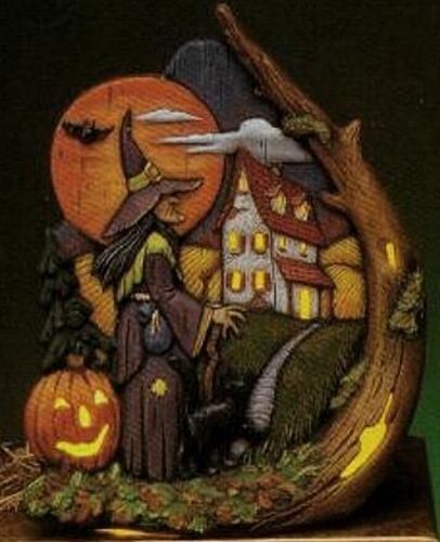 Kimple Ceramic Bisque Witch Scene Ready to Paint