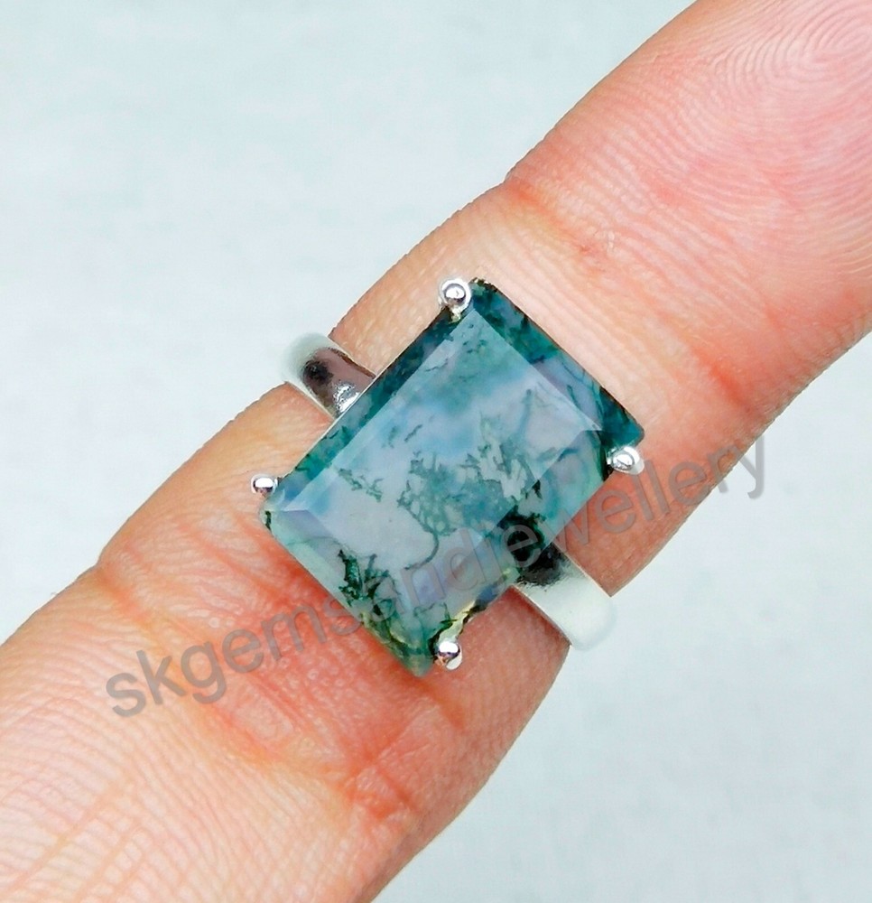 Moss Agate Ring 925 Sterling Silver Ring Gemstone Ring Fine Ring All Size