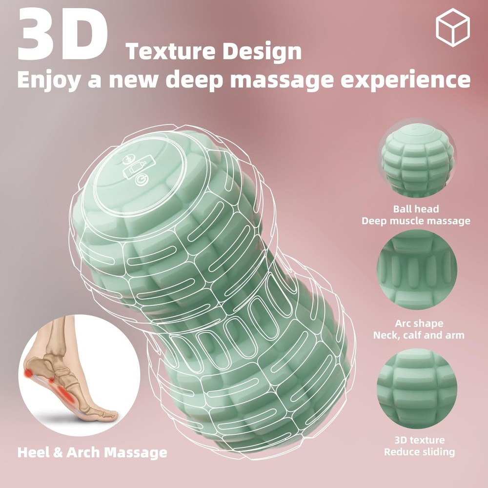 Vibrating Peanut Massage Ball - Silicone Trigger Point Roller for Back, Neck,...