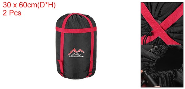 2Pcs Compression Stuff Sack L Size Waterproof Sleeping Bag Sack Black Red