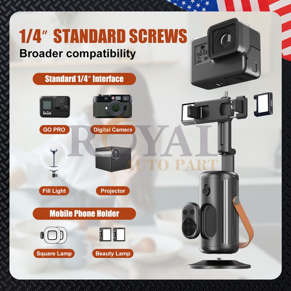 Bluetooth Remote Control Selfiestick Adjustable Angles AI Face & Body Detection