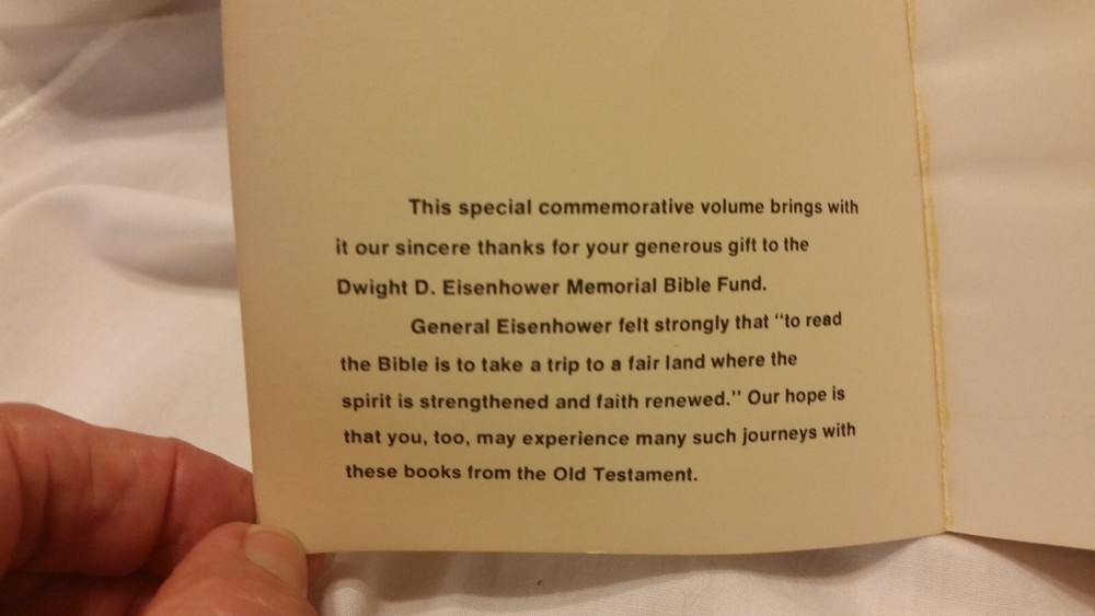 JOB PROVERBS ECCLESIASTES - Dwight D. Eisenhower Memorial Edition 1973