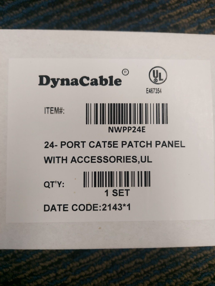 DynaCable NWPP24E 24-Port Cat5e Patch Panel, Black