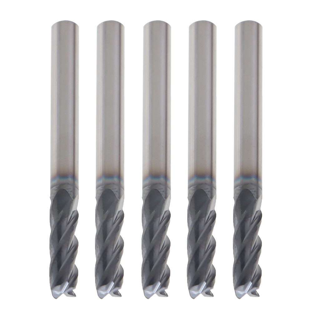 5Pcs 3/16" 4 Flute Regular Carbide End Mill 2" Overall Length TiALN COATED