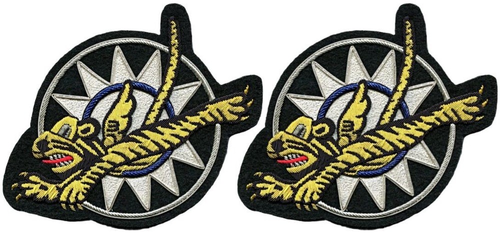 Flying Tigers Fighter Squadron Embroidered Patch -2PC Hook Backing  3.5"x5"