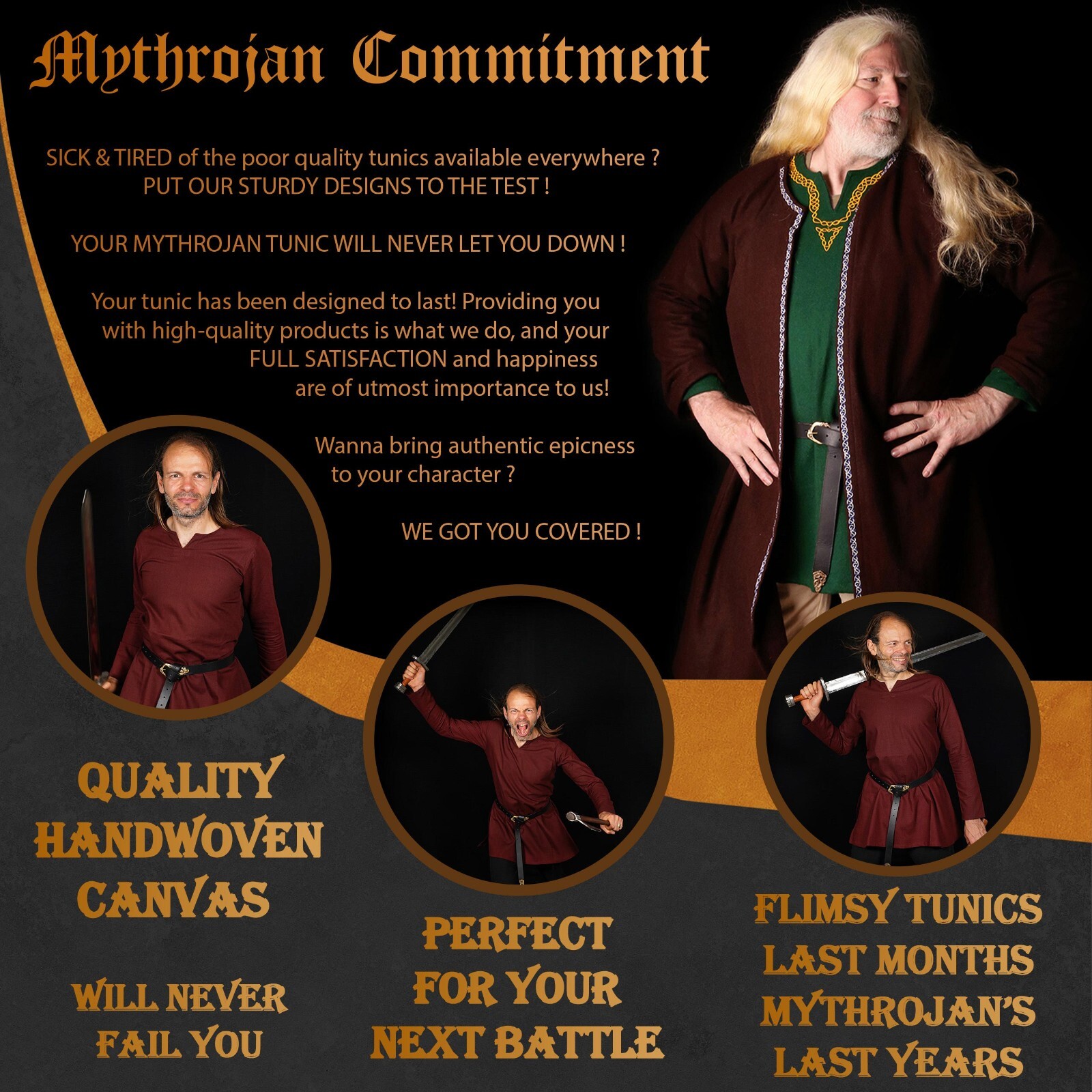 Viking Tunic Renaissance SCA Larp Cosplay Costume Medieval Inspired Shirt Brown