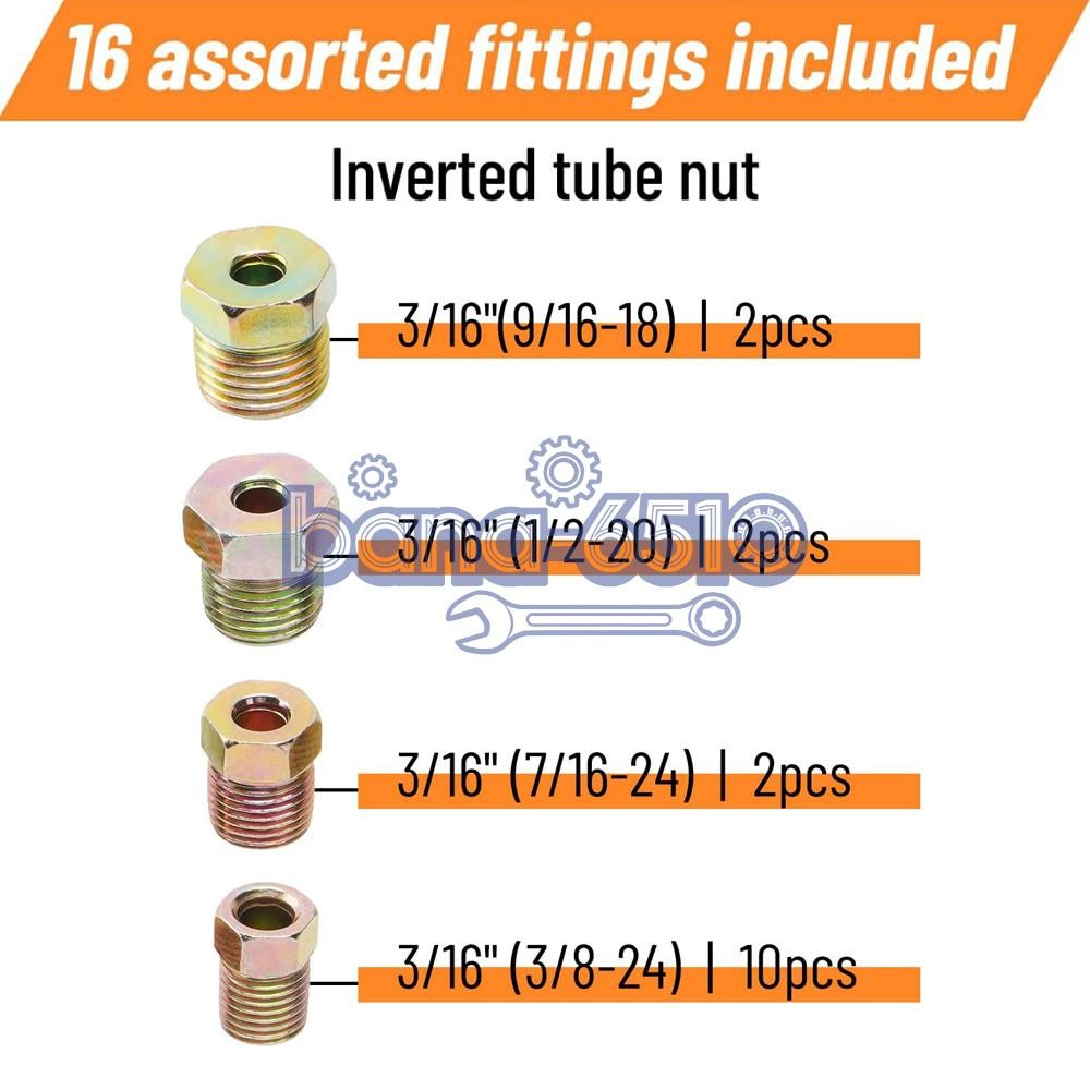 Brake Line Pipe Repair 20 Nuts Fittings Kit 3/16 25ft Copper Pipe Flaring Tools