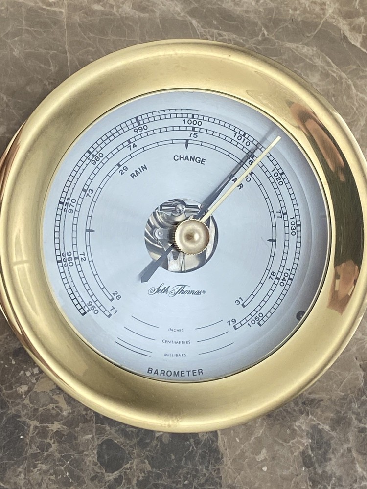 Seth Thomas Brass Thermometer Barometer Hygrometer Ship Set