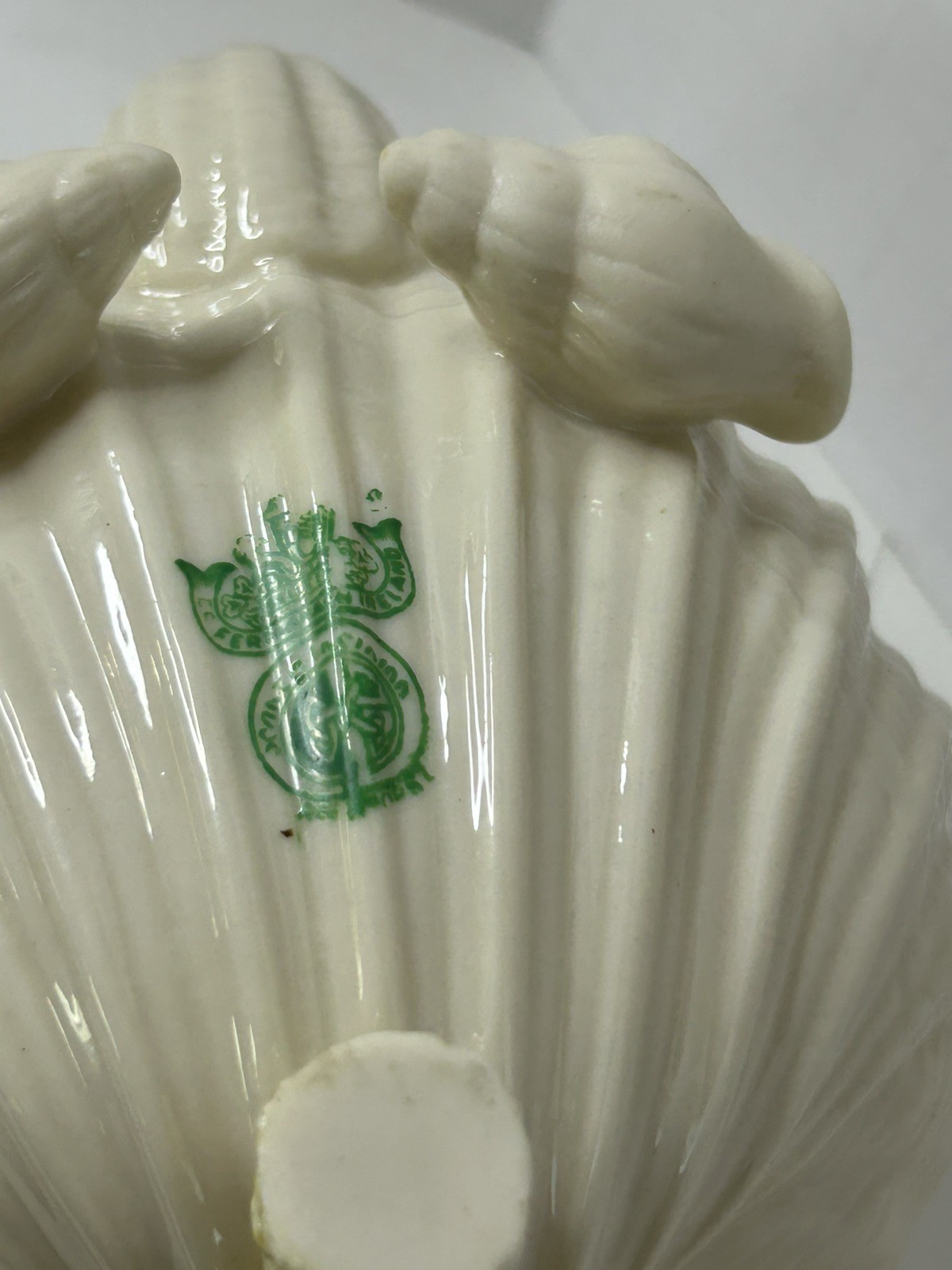 Antique Vintage Belleek Ireland Neptune Yellow Limpet Seashell Teapot w/ Lid