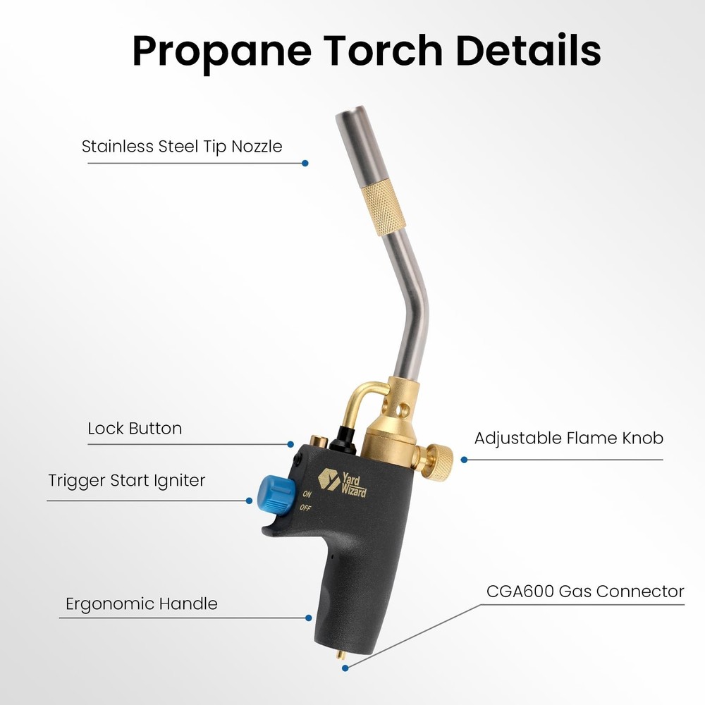 Propane Torch Head, Map Gas Torch with Igniter and Flame Adjustable, Hand Blo...