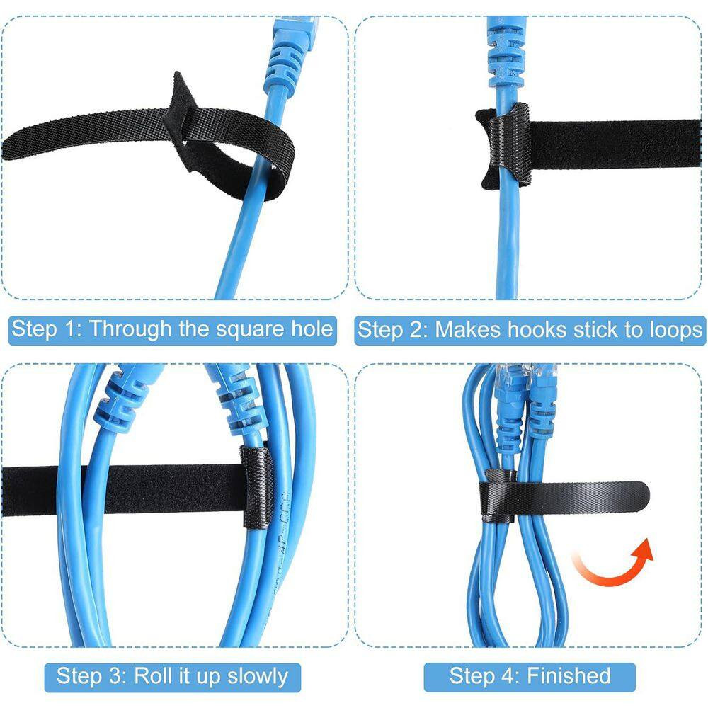 Reusable Cable Ties Wire Organizer 120PCS 6 Inch Adjustable Management Hook Loop