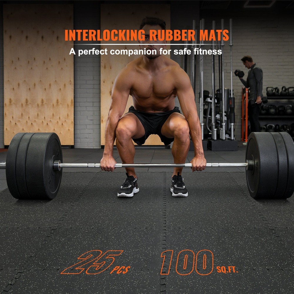 Heavy-duty 1/2in Exercise Floor Mat 25PCS 100sq ft Coverage