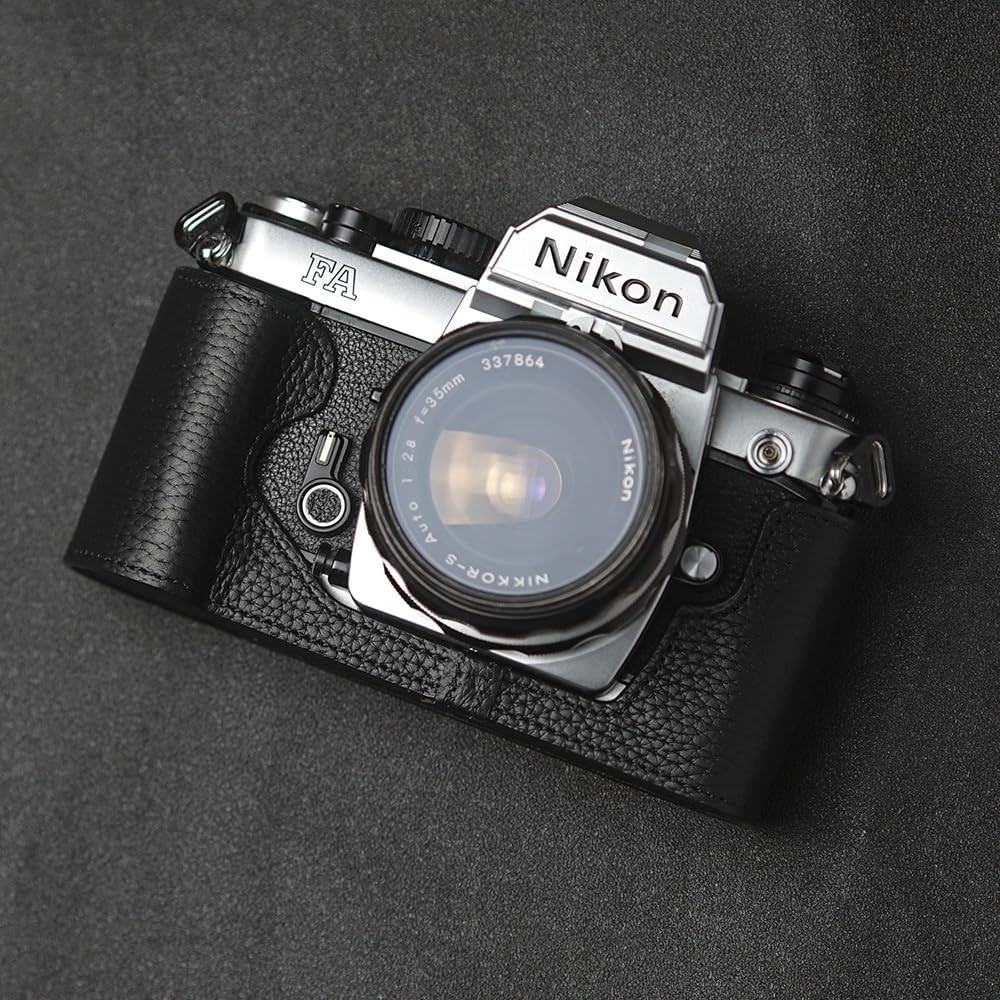 FA Case Handmade Genuine Leather Half Camera Protective Case for Nikon FA, Black
