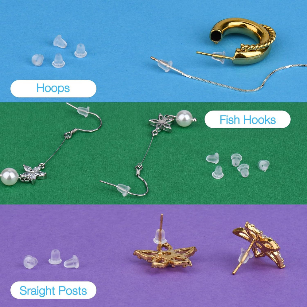 Earring Backings, Rubber Earring Backs for Stud Earrings for Women, Backs for Fi