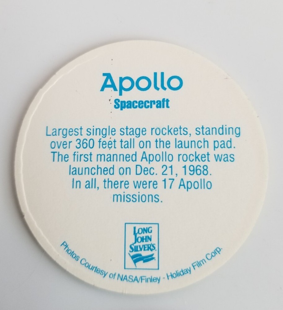 4 Vtg Spacecraft Space Cap Pogs Gemini, Apollo, Space Shuttle, Long John Silvers