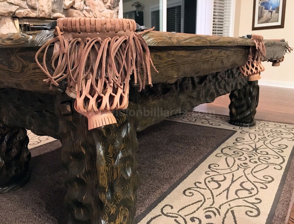 Wilderness 8' Hand-Crafted Rustic Log Pool Table Billiard for Log Home / Cabin