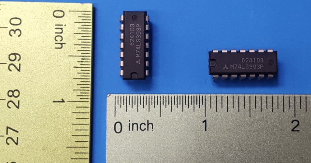 (4 PCs) IC COUNTER , M74LS393P , MITSUBISHI , 4 BIT BINARY , PDIP-14