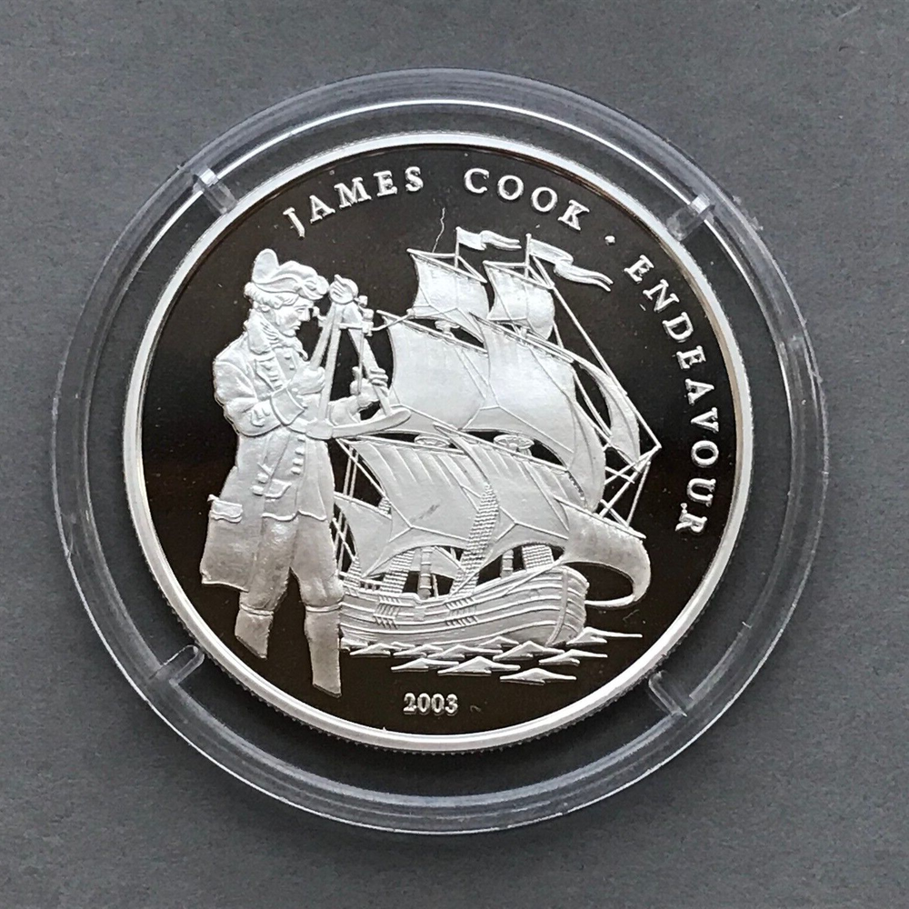 CONGO Silver 1000 Francs 2003 ENDEAVOUR SHIP Proof