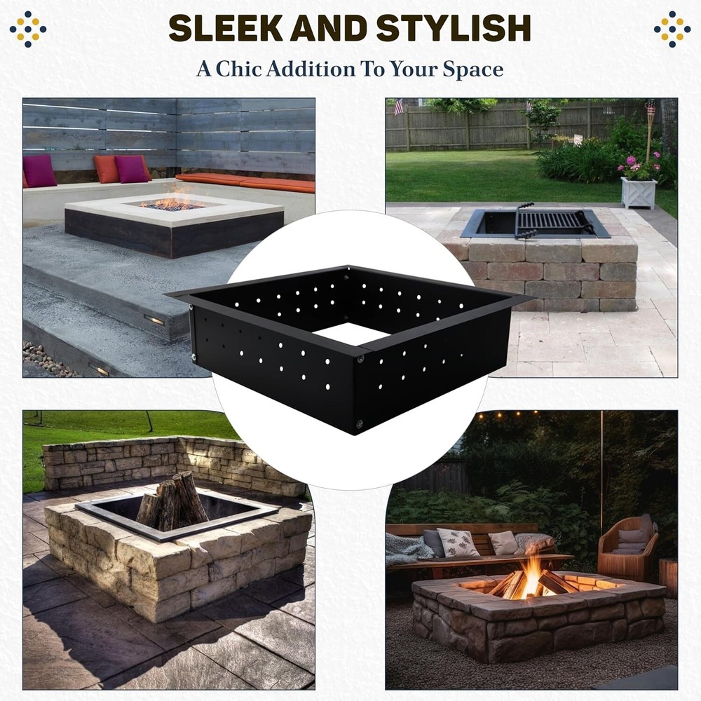 FEBTECH Smokeless Fire Pit Insert Square 29" OD & 25" ID with Air Vents