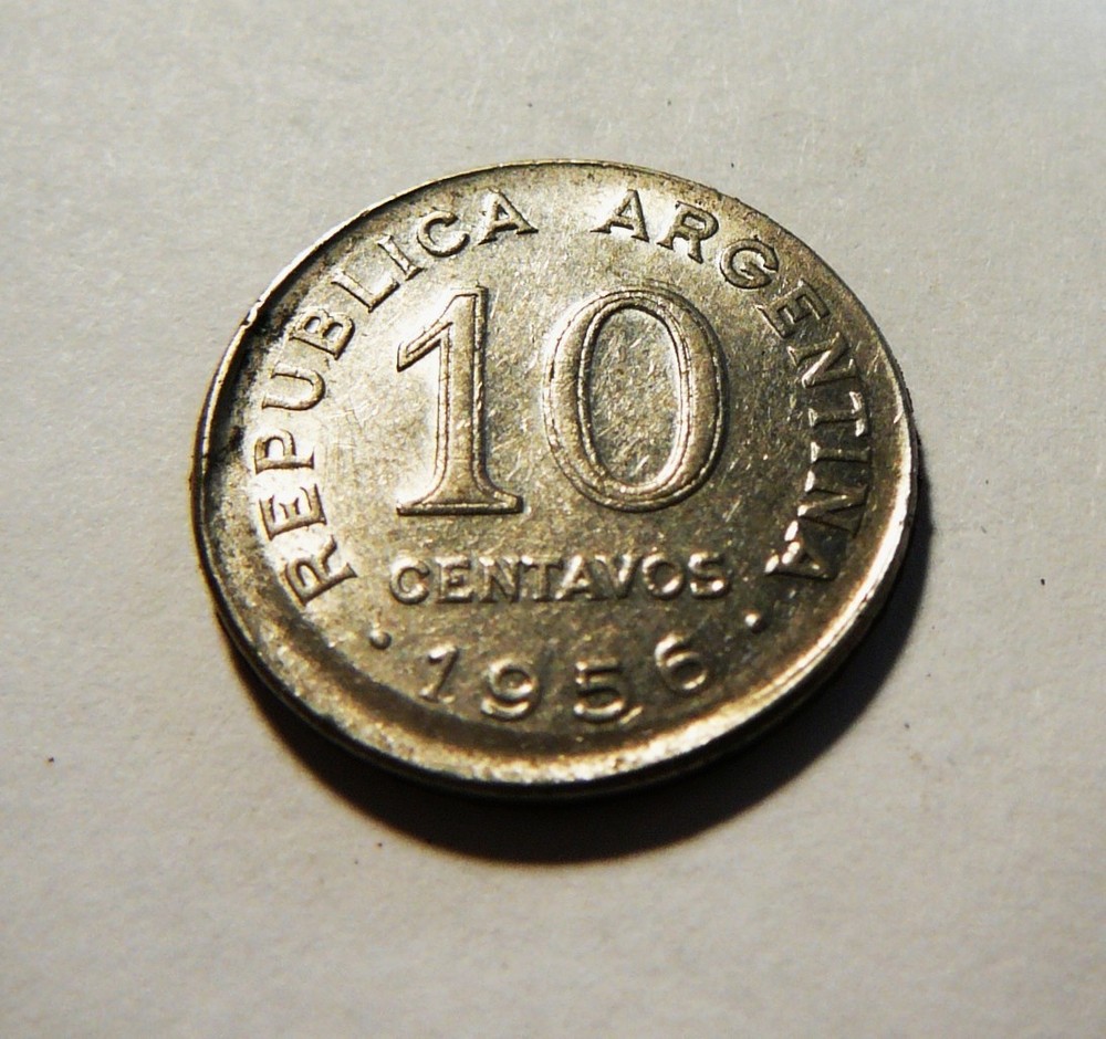 Argentina 10 Centavos 1956 OFF CENTER ERROR