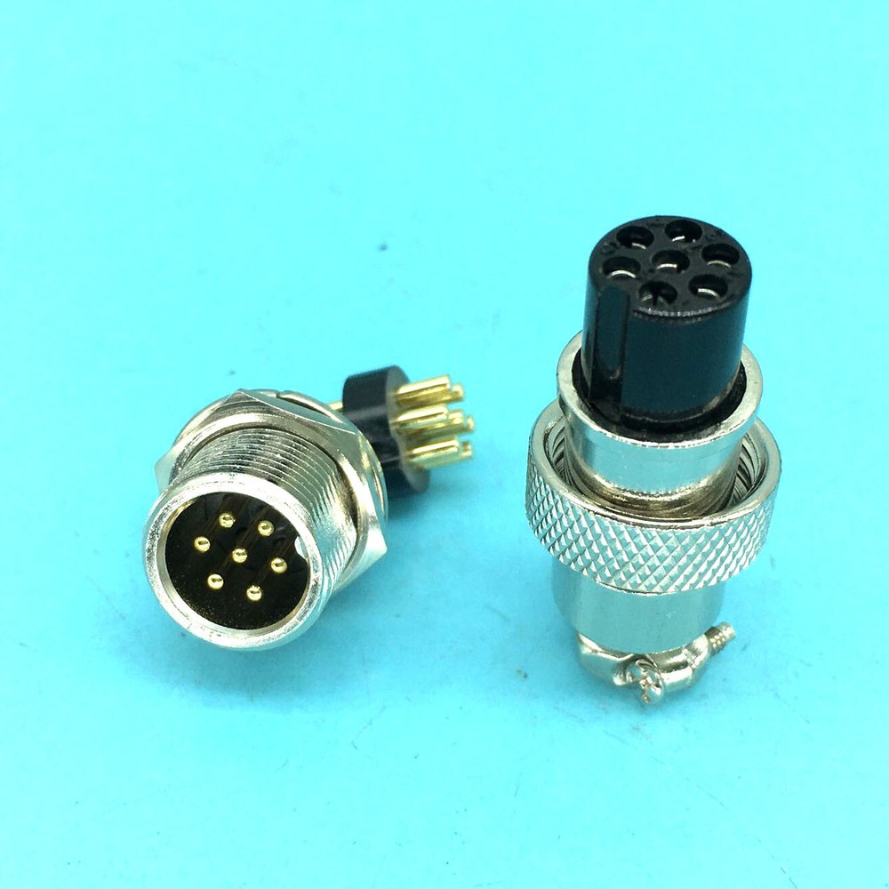 10 set 7 Pin Right angle Aviation Plug Socket Cable Connector GX12 PCB soldering
