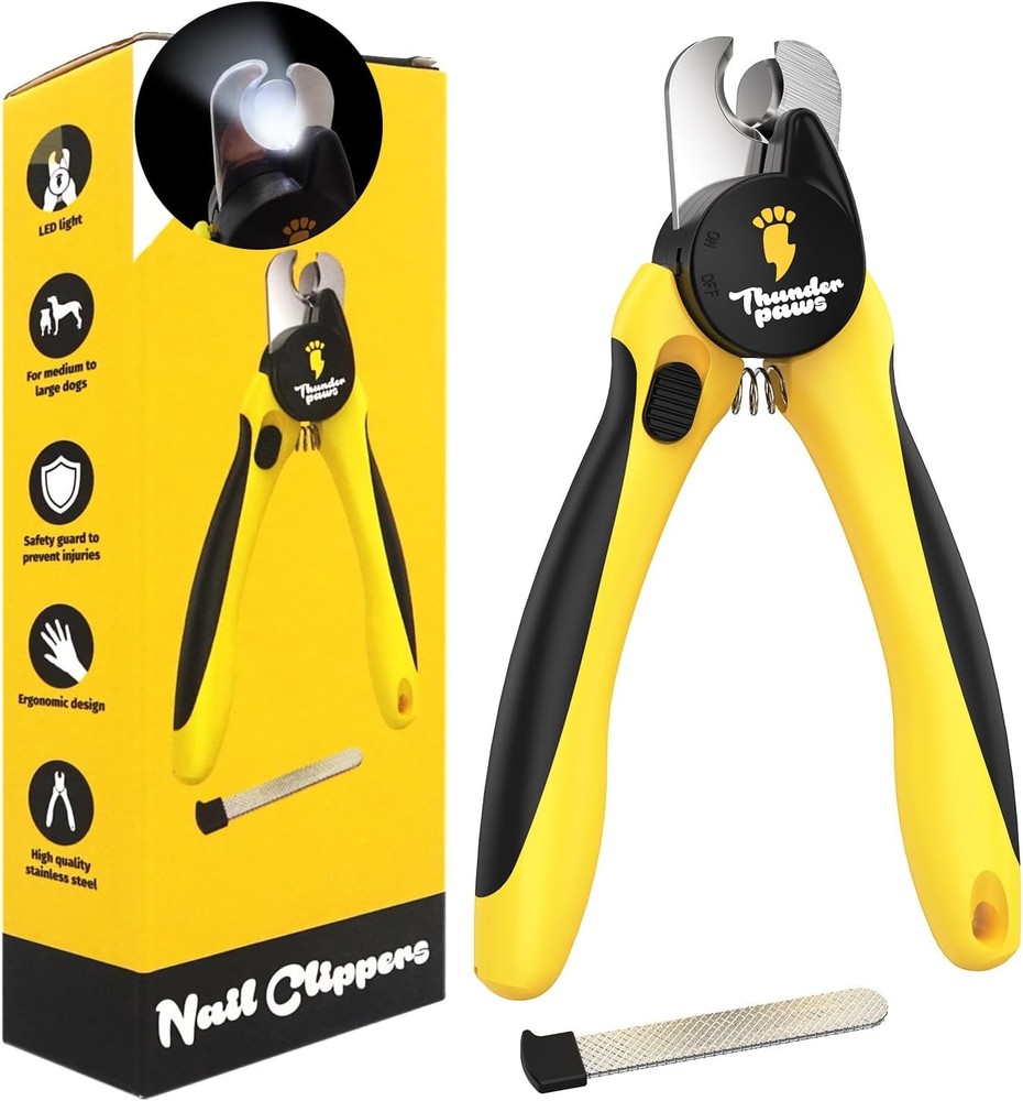 LED Dog Nail Clippers with Light, Trimmers with Protective Guard, Quick Sensor,