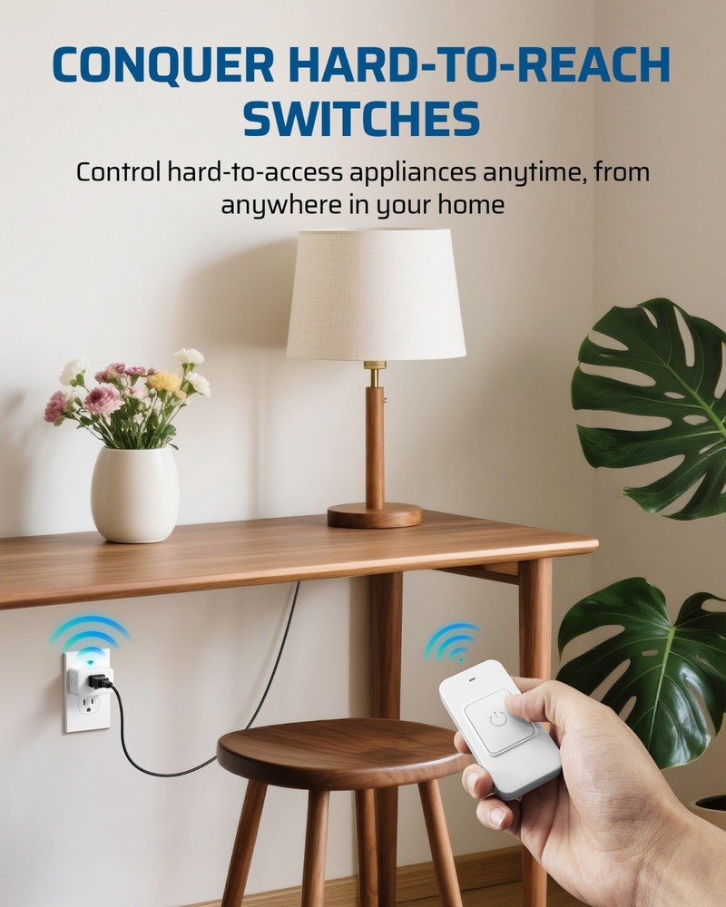 Single Button RF Remote Control Electrical Plug Outlet No WiFi Needed 100FT