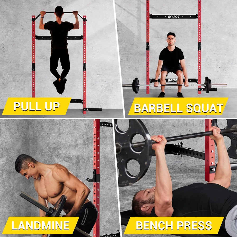 Power Cage Power Rack ,Wall Mounted Squat Rack 1000 LBS with Pull Up Bar J Hooks