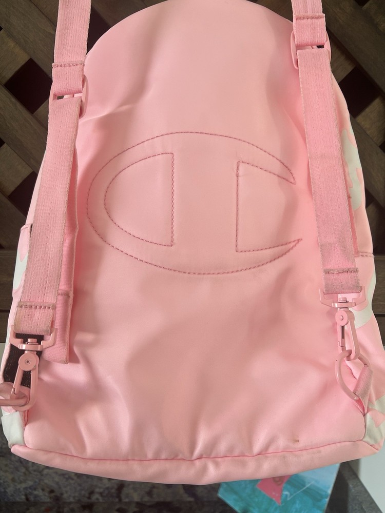 Champion Pink Backpack on the smaller side