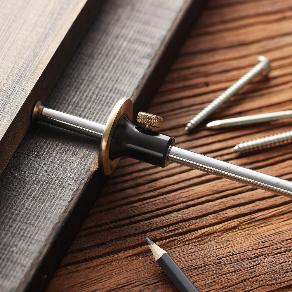 Wheel Marking Gauge, 2 Extra Blades, Laser Engraved Graduations, Solid Brass Fac