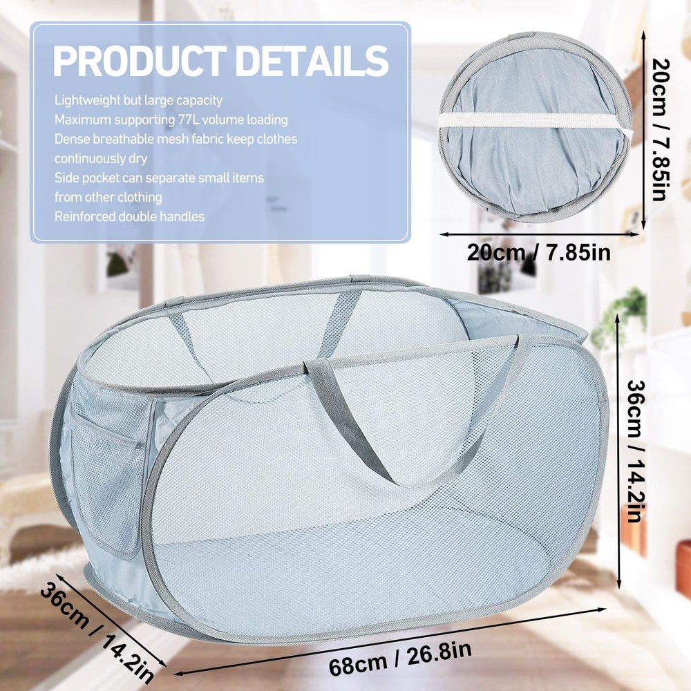 4PCS Mesh Laundry Hamper,Collapsible Laundry Baskets,75L Large Foldable Dirty...