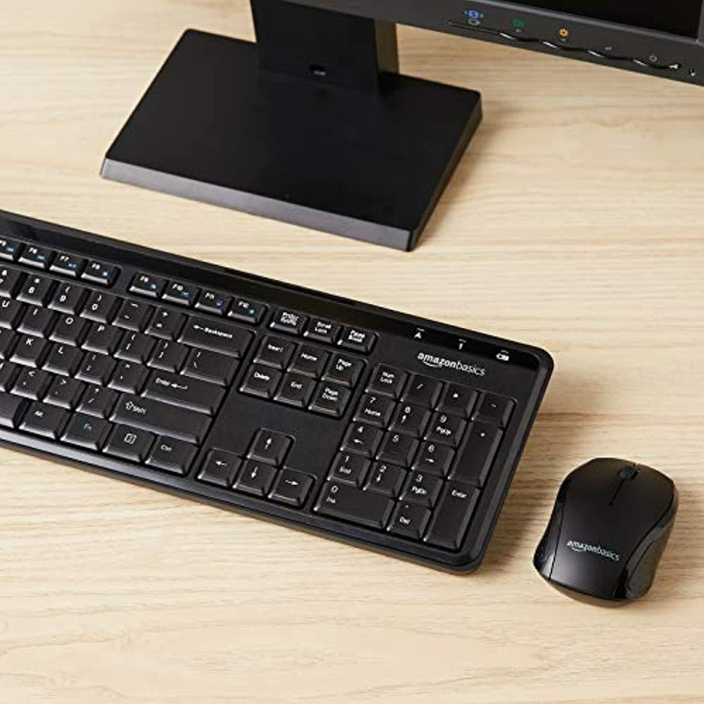 Wireless Computer Keyboard and Mouse Combo - US Layout (QWERTY), Black