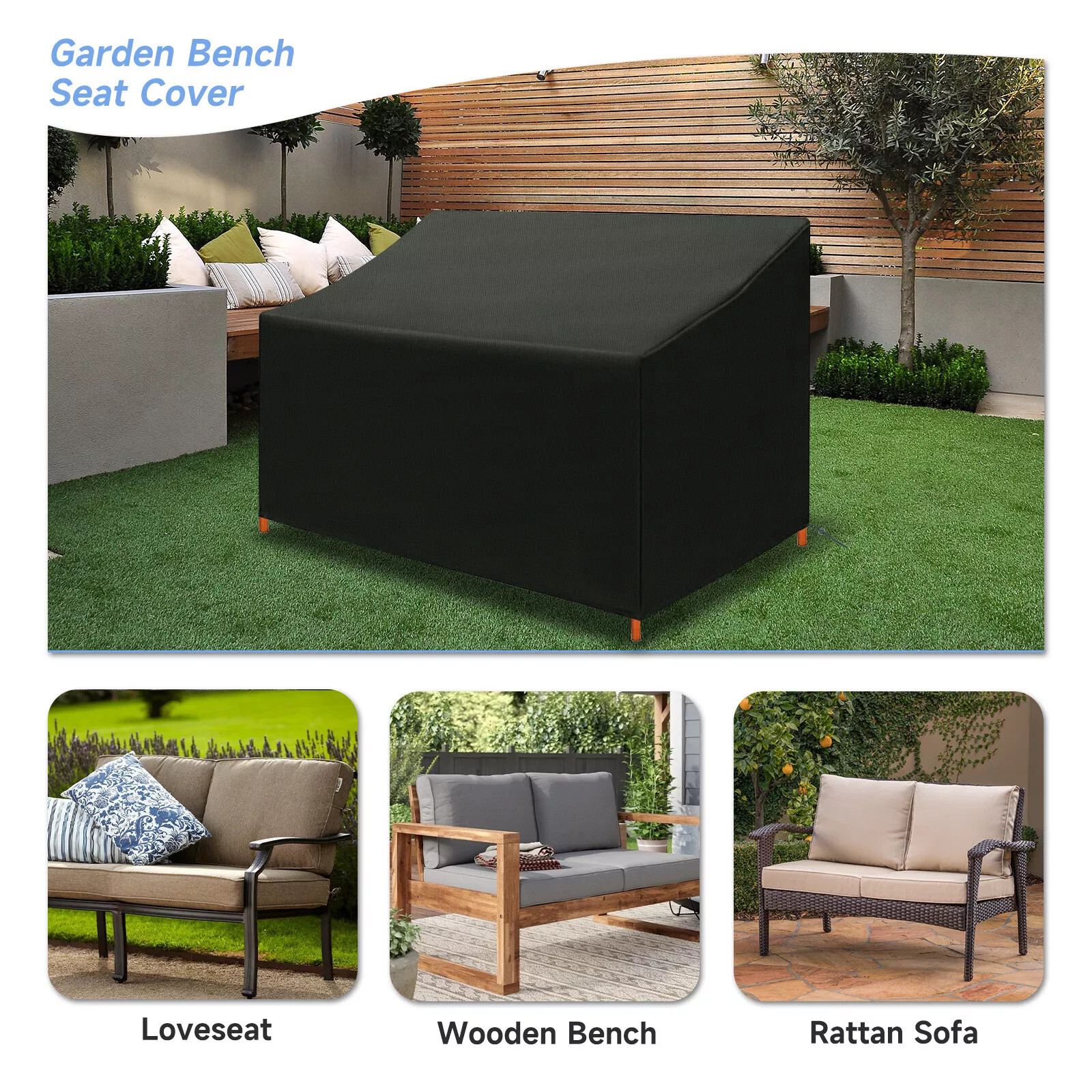 2 Seat light Duty Patio Bench Loveseat Cover Waterproof dustproof Outdoor cover