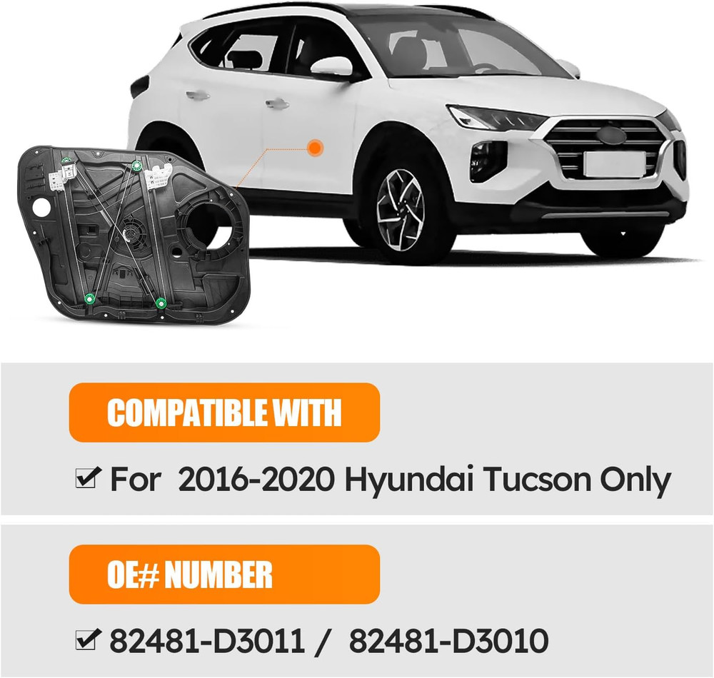 2016-20 Hyundai Tucson Front Right Window Regulator–Compatible Replacement