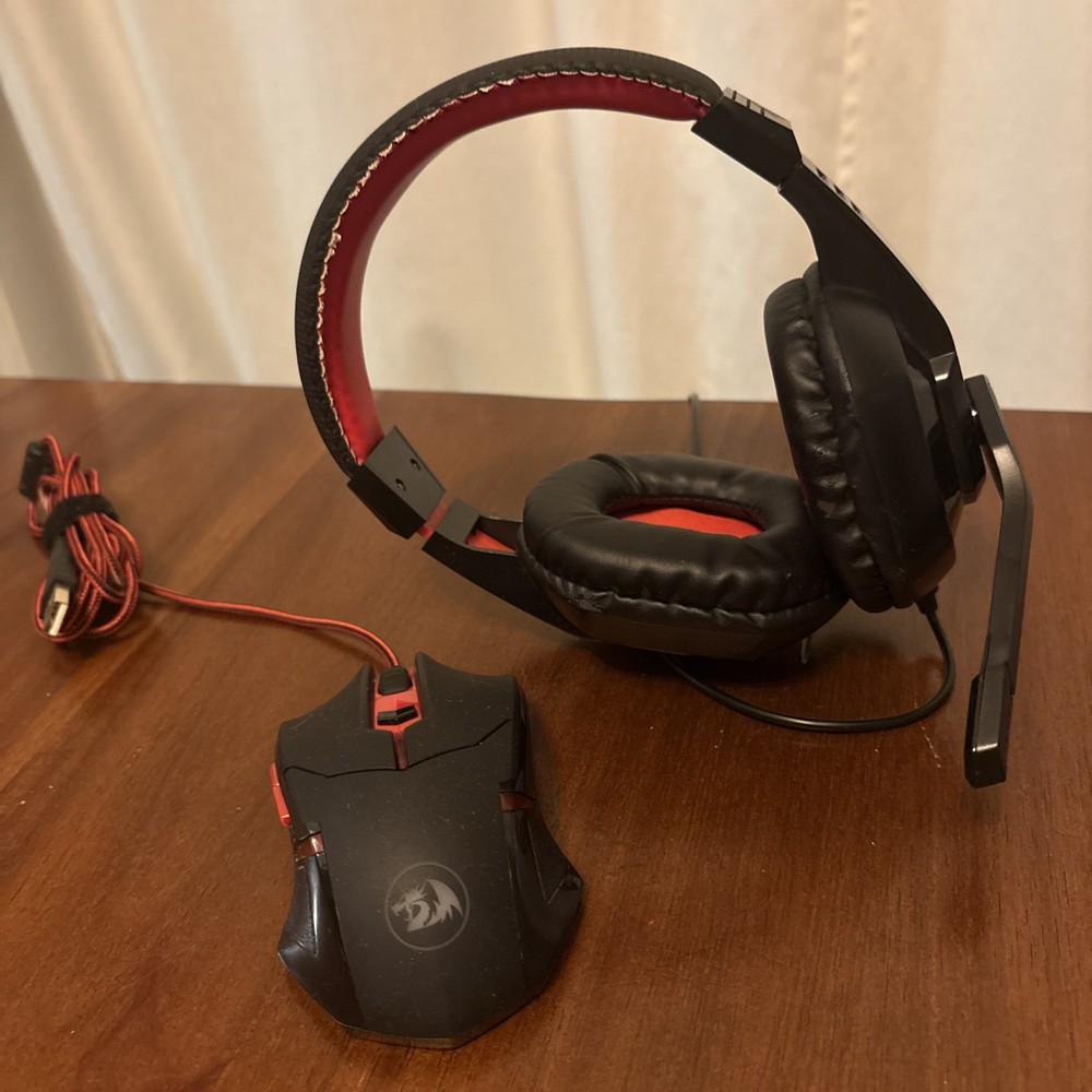 Redragon Gaming Headset w/ Mic + Mouse Wired RGB PC PS4 Bundle